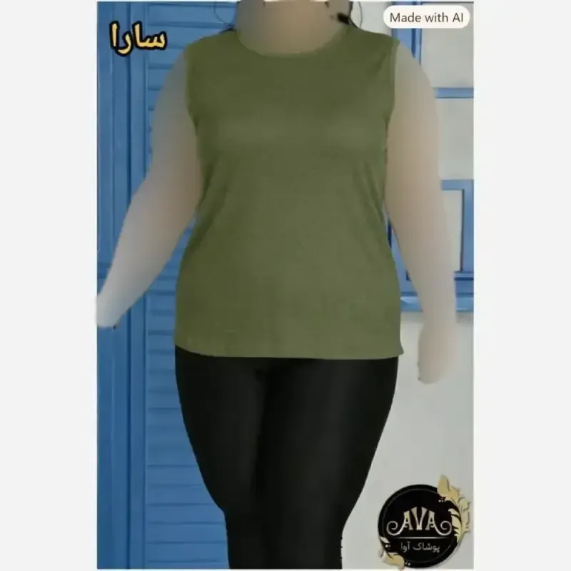 تاپ زنانه کبریتی فانریپ سایز بزرگ مناسب باشگاه و خانه رنگ صورتی و سبز
