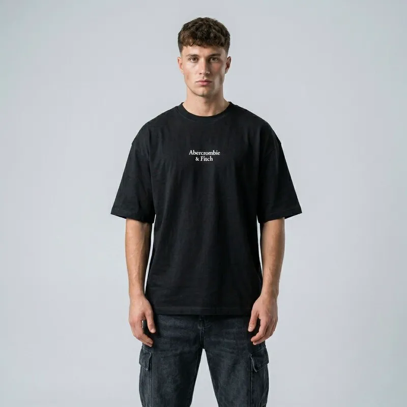 تی شرت اورسایز آستین سه ربع یقه گرد مردانه طرح حروف