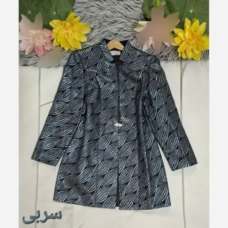 مانتو مجلسی ژاکارد آستردار قزن نگین دار سایز 38 تا 42