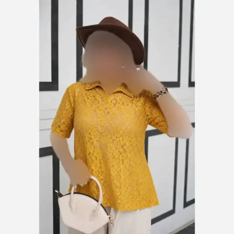 پلوشرت زنانه دانتل پولکی سایز 38 تا 46 رنگ زرد و قهوه ای و کالباسی