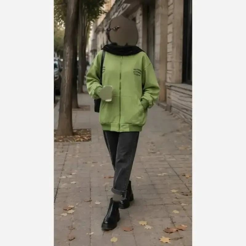 سویشرت کالیفورنیا دورس تو کرکی جیب دار فری سایز 38 تا 48