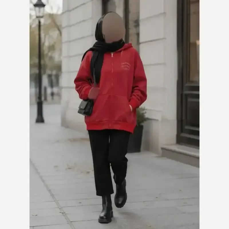 سویشرت کالیفورنیا دورس تو کرکی جیب دار فری سایز 38 تا 48
