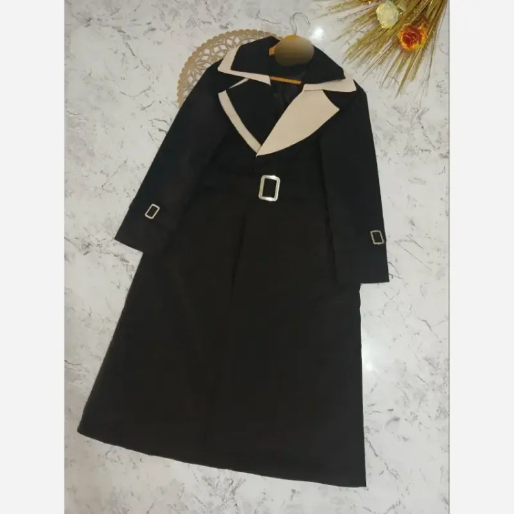 مانتو بارونی آستردار کتان تی سی جیب کاربردی قد 115 رنگبندی زنانه
