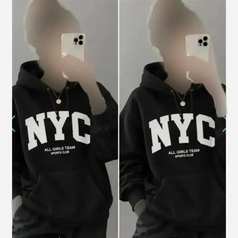 هودی لش دورس پنبه سه نخ گرم بالا طرح NYC زنانه