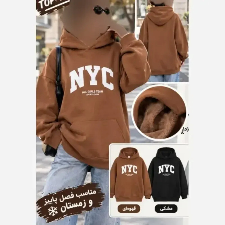 هودی لش دورس پنبه سه نخ گرم بالا طرح NYC زنانه