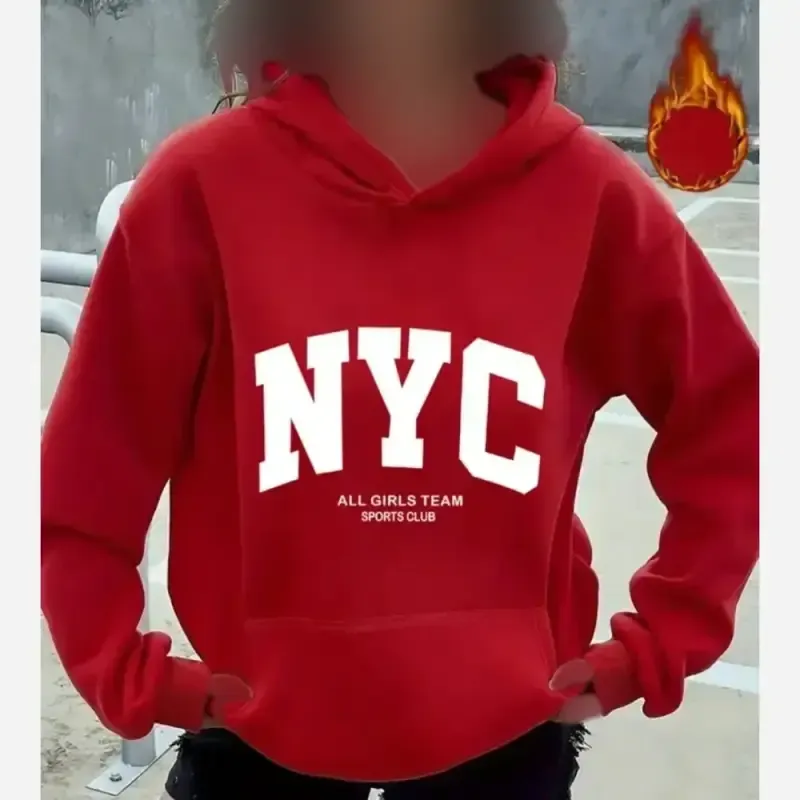 هودی لش دورس پنبه سه نخ گرم بالا طرح NYC زنانه