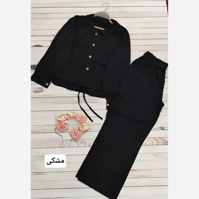 ست پاییزه کت و شلوار بگ کتان کجراه درجه یک فری سایز تا 46