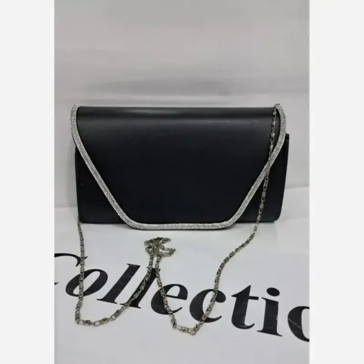 کیف مجلسی الماس چرم شرانگ رنگ مشکی سایز 13 در 20