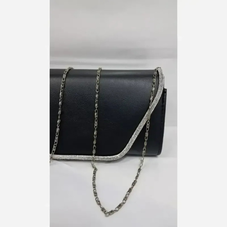 کیف مجلسی الماس چرم شرانگ رنگ مشکی سایز 13 در 20