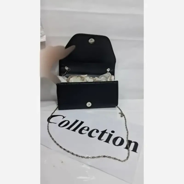 کیف مجلسی الماس چرم شرانگ رنگ مشکی سایز 13 در 20