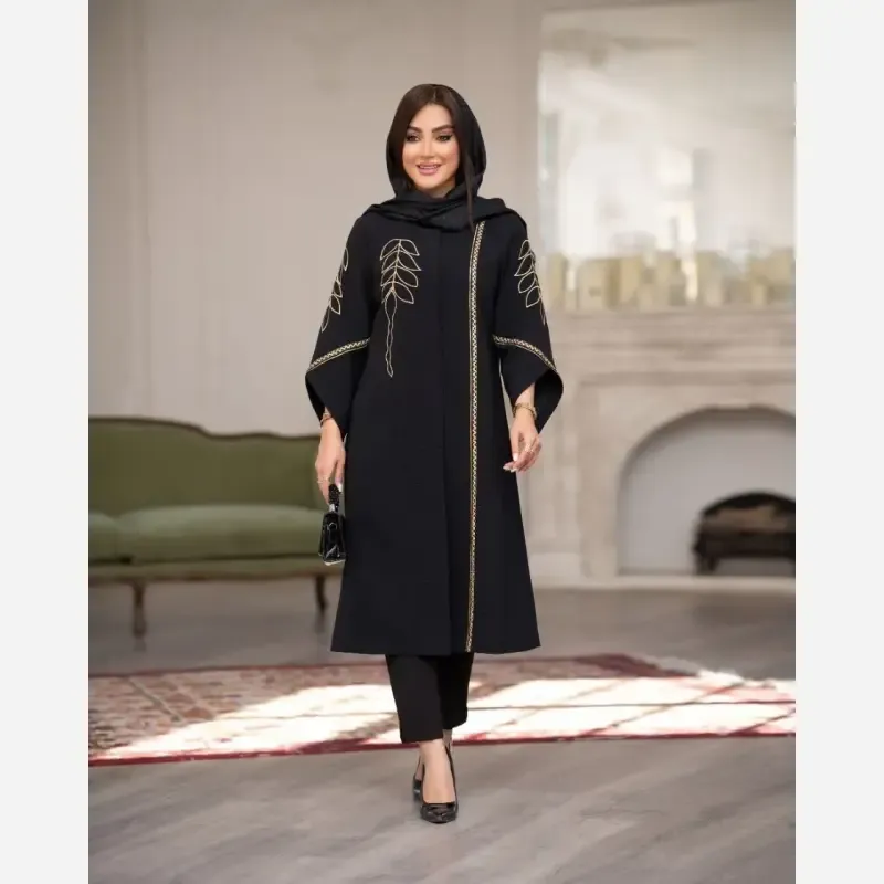 مانتو زنانه مجلسی شانتون اسلپ گلدوزی سایز بزرگ تا 56