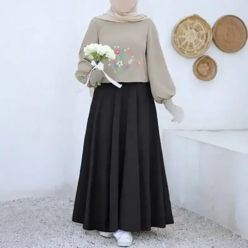 ست رویه و سارافون زنانه مازراتی گلدوزی شده فری سایز مشکی و موشی