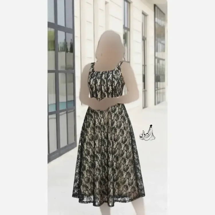پیراهن مجلسی زنانه دانتل کاپدار فنر دوزی شده مدل سلین