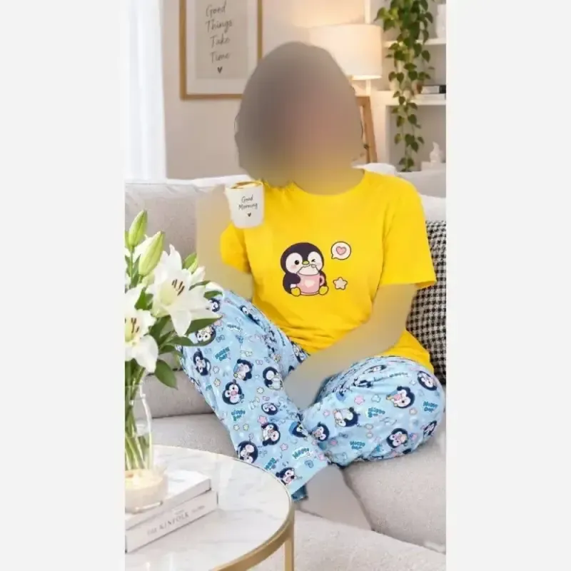 ست تیشرت شلوار عروسکی قواره بزرگ نخ پنبه و بوگاتی فری سایز