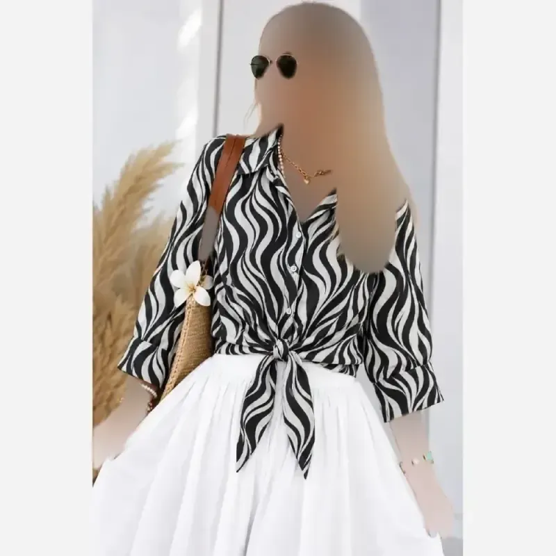 شومیز گره ای الیزه درجه یک فری سایز مناسب سایز 38 تا 50
