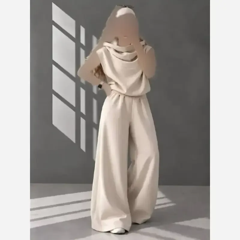 ست شلوار زنانه دورس تو کرک ضخیم کلاهدار جیب دار