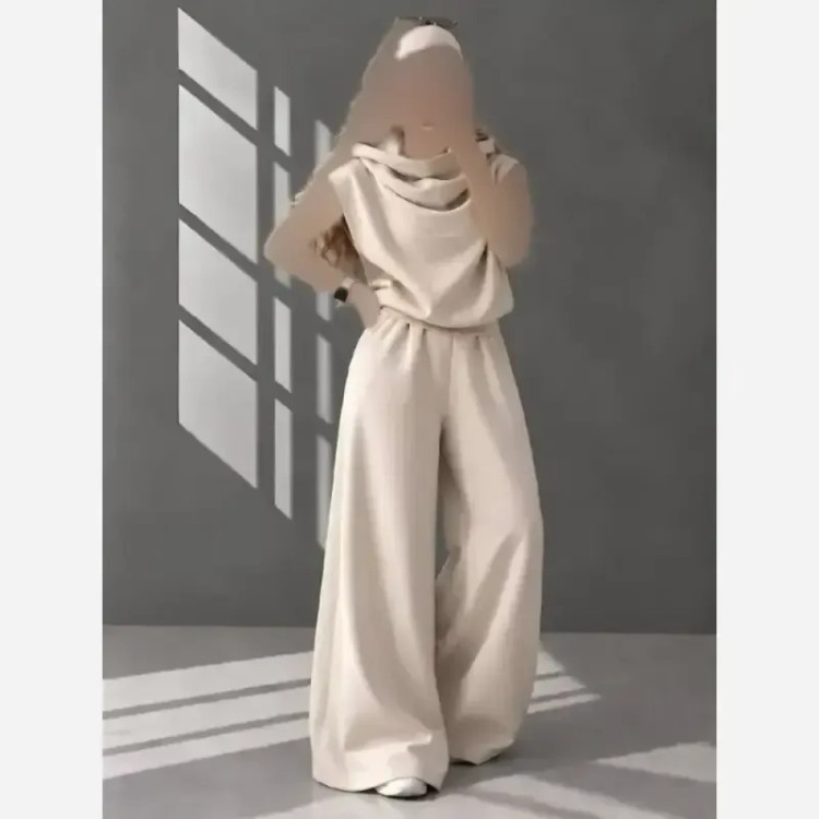 ست شلوار زنانه دورس تو کرک ضخیم کلاهدار جیب دار