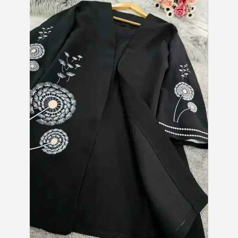 مانتو کتی گلدوزی شده مجلسی رنگ مشکی جنس مازراتی