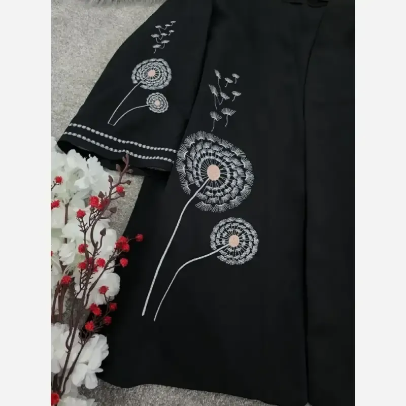 مانتو کتی گلدوزی شده مجلسی رنگ مشکی جنس مازراتی