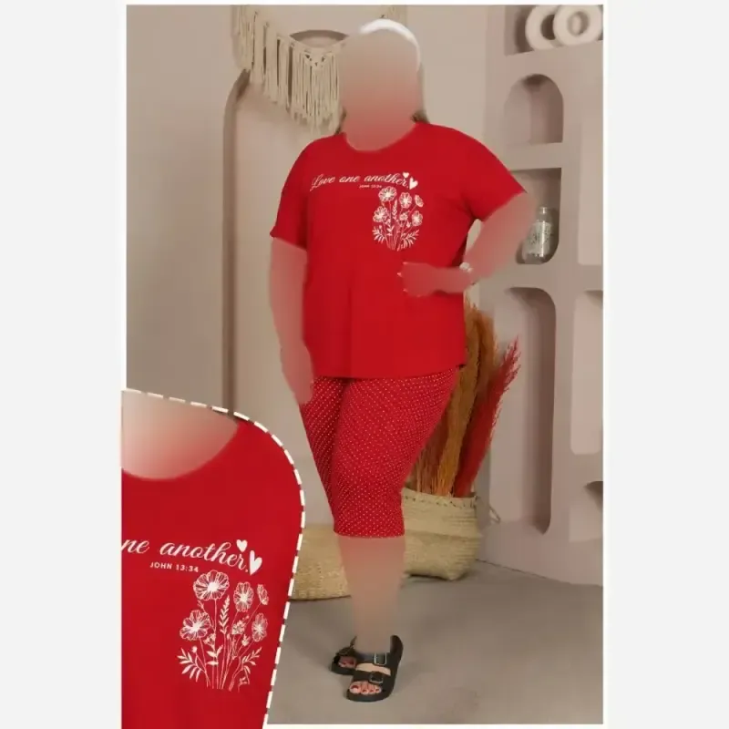 ست کیمونو و شلوارک سایز بزرگ پلی استر ویسکوز