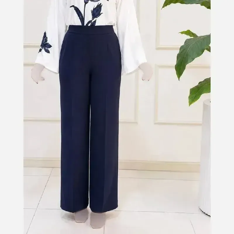 شلوار نیم بگ زنانه پارچه مازراتی رنگ مشکی و سورمه ای و قهوه ای سایز سه تا شش