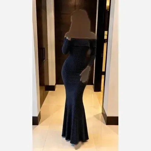 ماکسی مجلسی نیهان پارچه غواصی نگینی مشکی سایز 38 تا 44