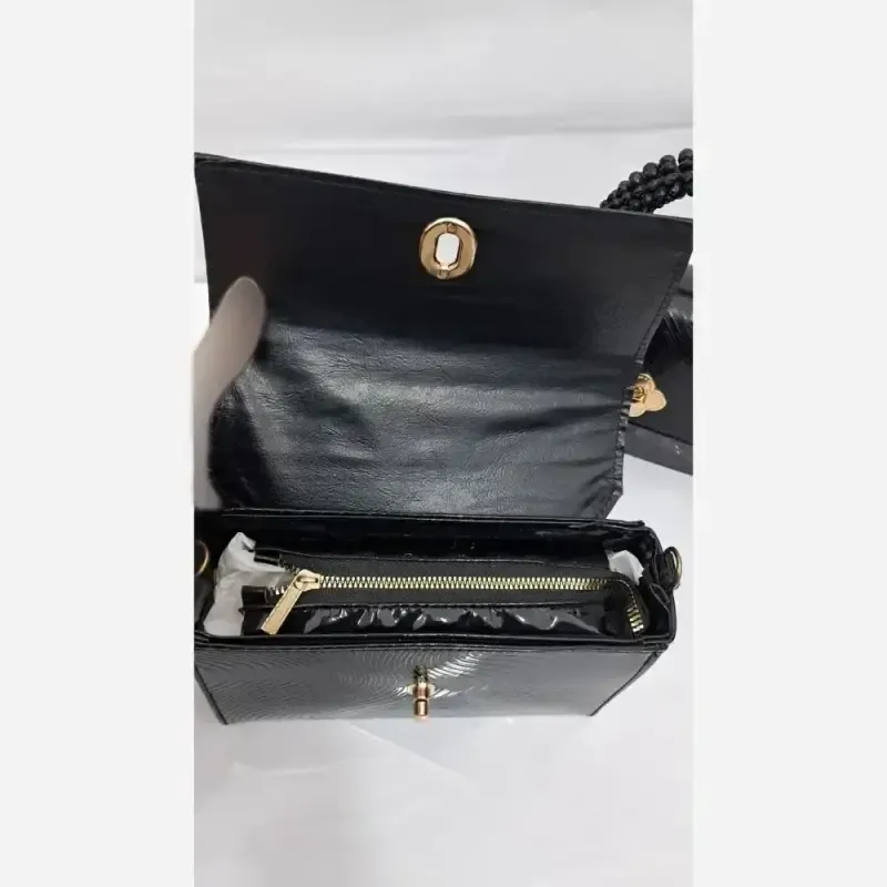 کیف چرم خارجی مشکی سایز متوسط زنانه