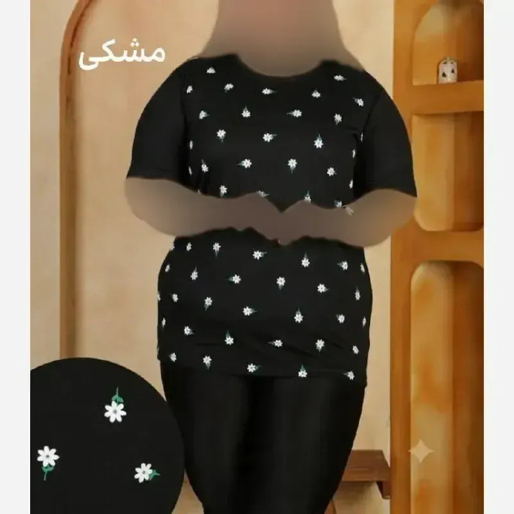 تیشرت زنانه خانگی آستین کوتاه ویسکوز پنبه سایز بزرگ طرح شکوفه