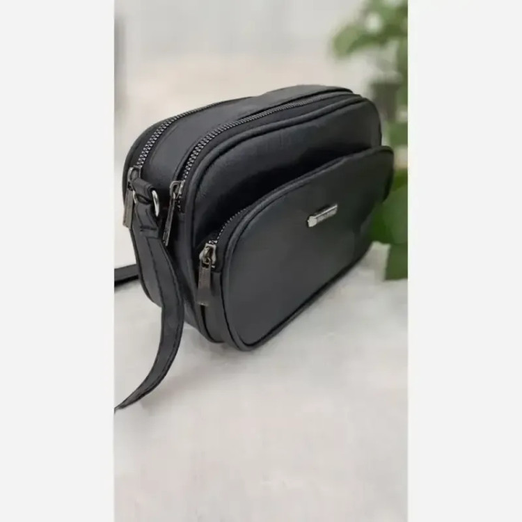 کیف دوشی زنانه چرم مدل manly رنگ مشکی سایز 15 در 20
