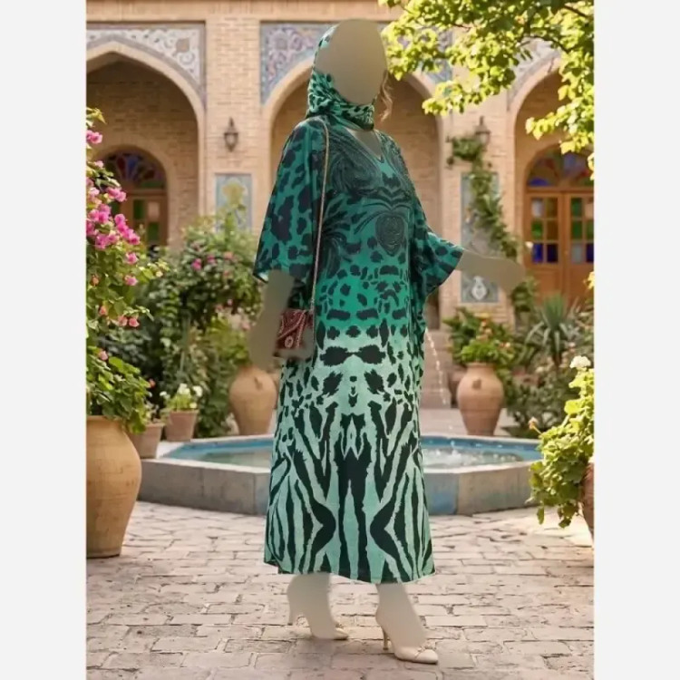 پیراهن عبایی مجلسی الیزه نگین دار درجه یک فری سایز