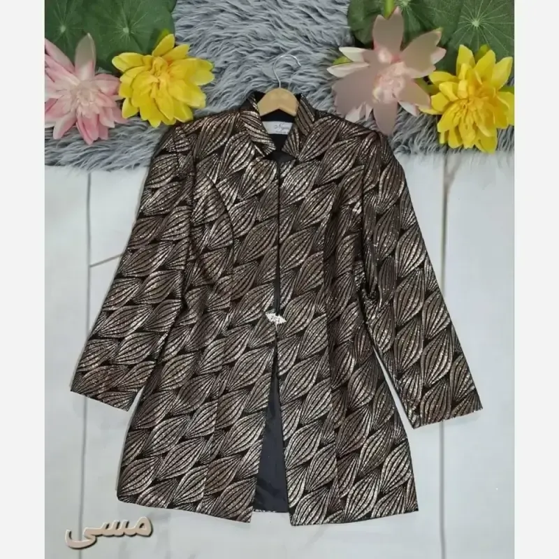کت تک زنانه کرپ مازراتی آستین سه ربع پاکتی سایزبندی