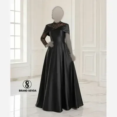 لباس مدل مایا ساتن آمریکایی نگین دوزی شده دستی سایز 38 تا 48