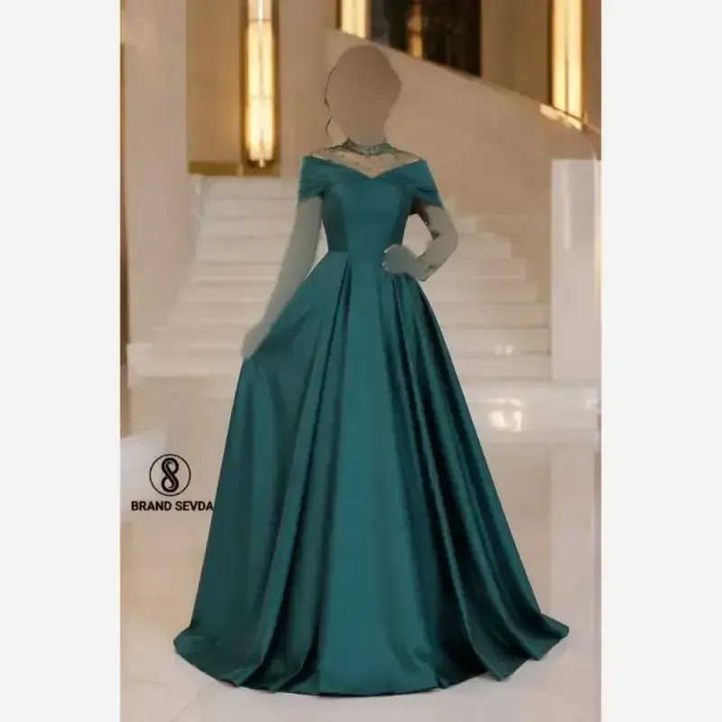 لباس مدل مایا ساتن آمریکایی نگین دوزی شده دستی سایز 38 تا 48