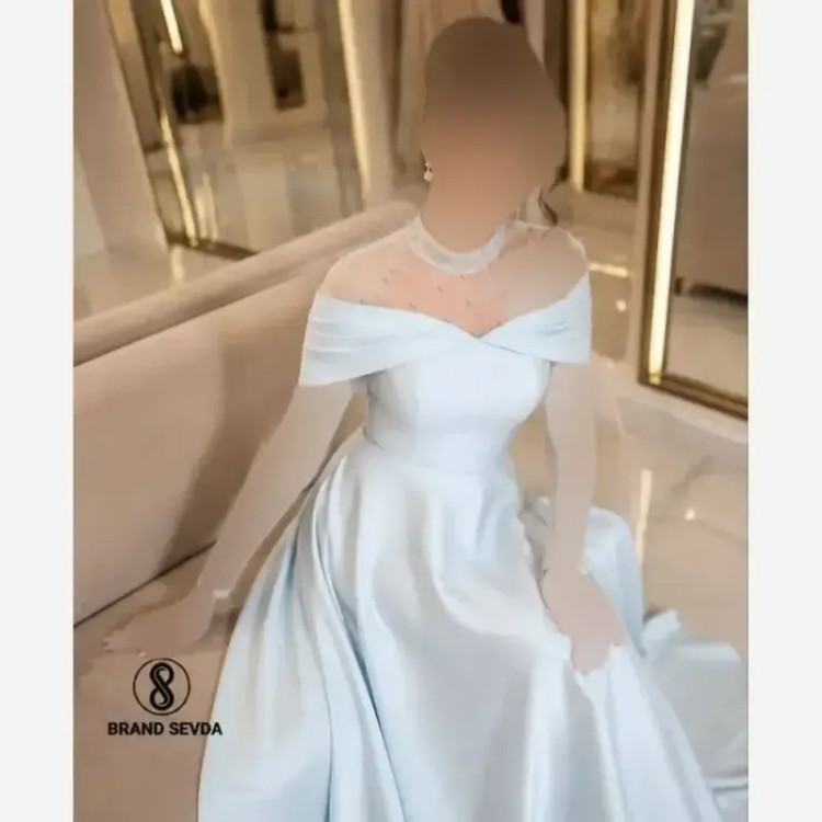 لباس مدل مایا ساتن آمریکایی نگین دوزی شده دستی سایز 38 تا 48