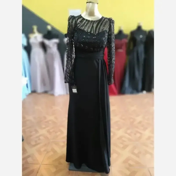 ماکسی شالدار مدل طناز پولک سنگ دوزی شده و کرپ مشکی