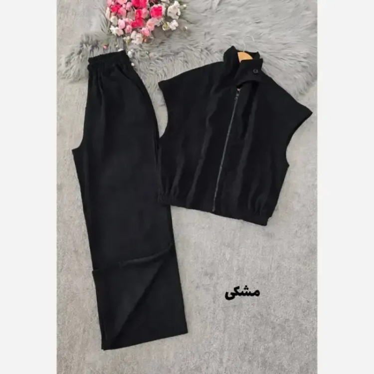 ست وست و شلوار مخمل کبریتی ریز مدل برکه فری سایز