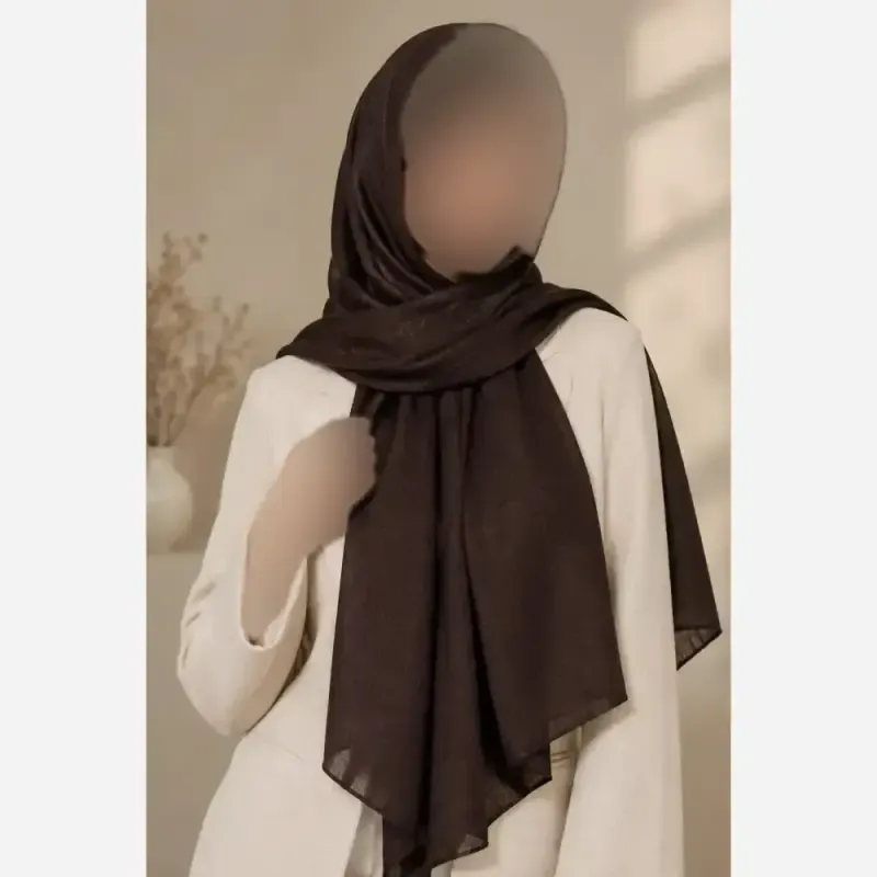 شال ساناز جنس کجراه اعلا رنگ قهوه ای ابعاد 200 در 60 سانتیمتر