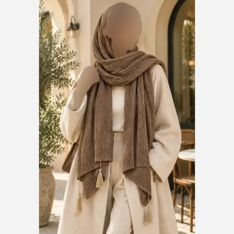 شال پلیسه براشکا وارداتی ابعاد 200 در 60 سانت