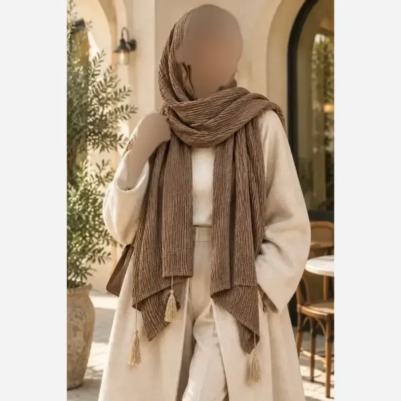 شال پلیسه براشکا وارداتی ابعاد 200 در 60 سانت