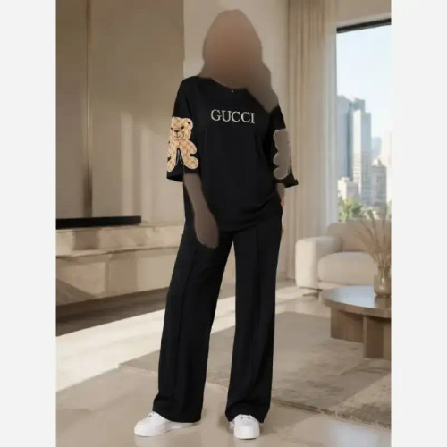ست زنانه خرسی دورس پنبه پاییزه رنگ مشکی سایز فری 38 تا 46