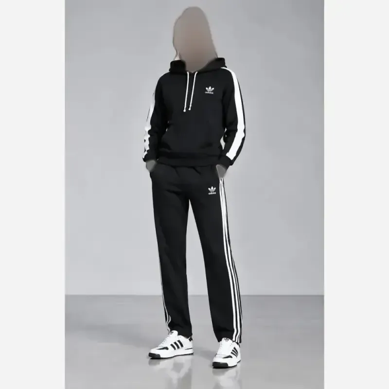 ست مردانه ادیداس دورس سه نخ تو کرکی رنگ مشکی سایز XL و XXL