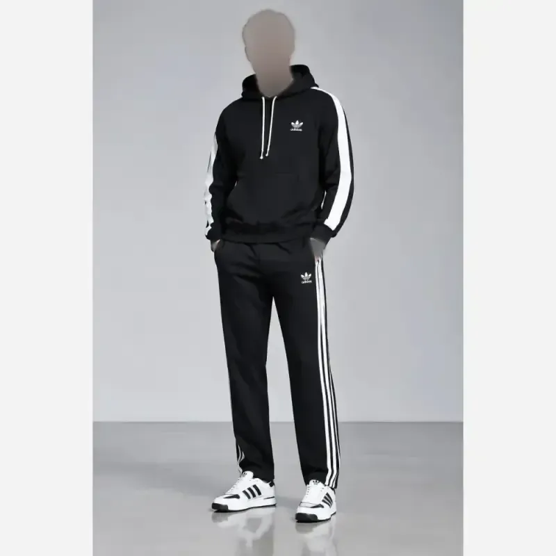 ست مردانه ادیداس دورس سه نخ تو کرکی رنگ مشکی سایز XL و XXL