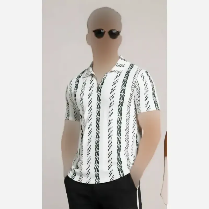تیشرت کبریتی طرح دار الکاپون رنگ یشمی و نسکافه ای سایز بزرگ 2xl و 3xl
