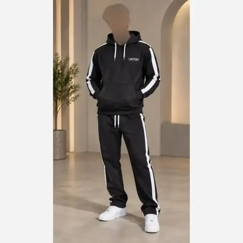 هودی شلوار دورس سه نخ تو کرکی رنگ مشکی سایز XL و XXL