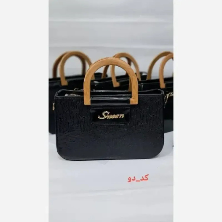 کیف دستی و دوشی زنانه دسته چوبی مدل گیشا چرم ورنی