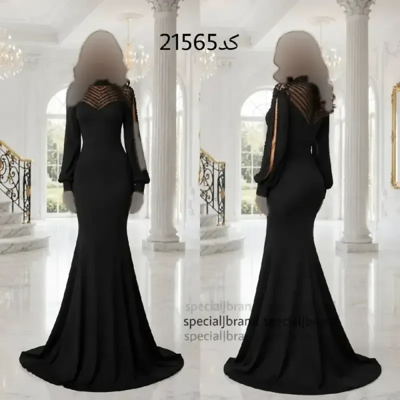ماکسی مجلسی زنانه مدل بایار جنس دالقیچ و حریر رنگ مشکی