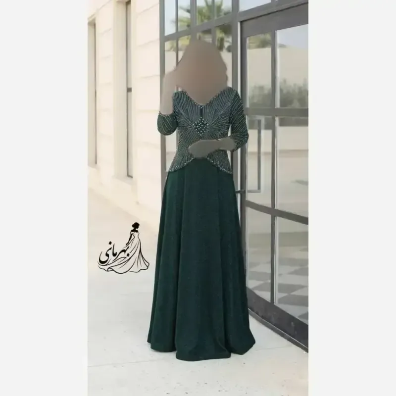 لباس مجلسی زنانه لمه مدل روناک کاپدار سایز بزرگ رنگ مشکی سورمه ای سبز نقره ای