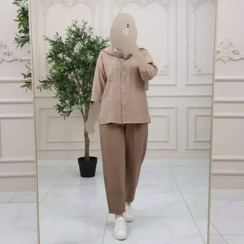 شومیز مانتویی کوک دوزی زنانه فری سایز تک جیب