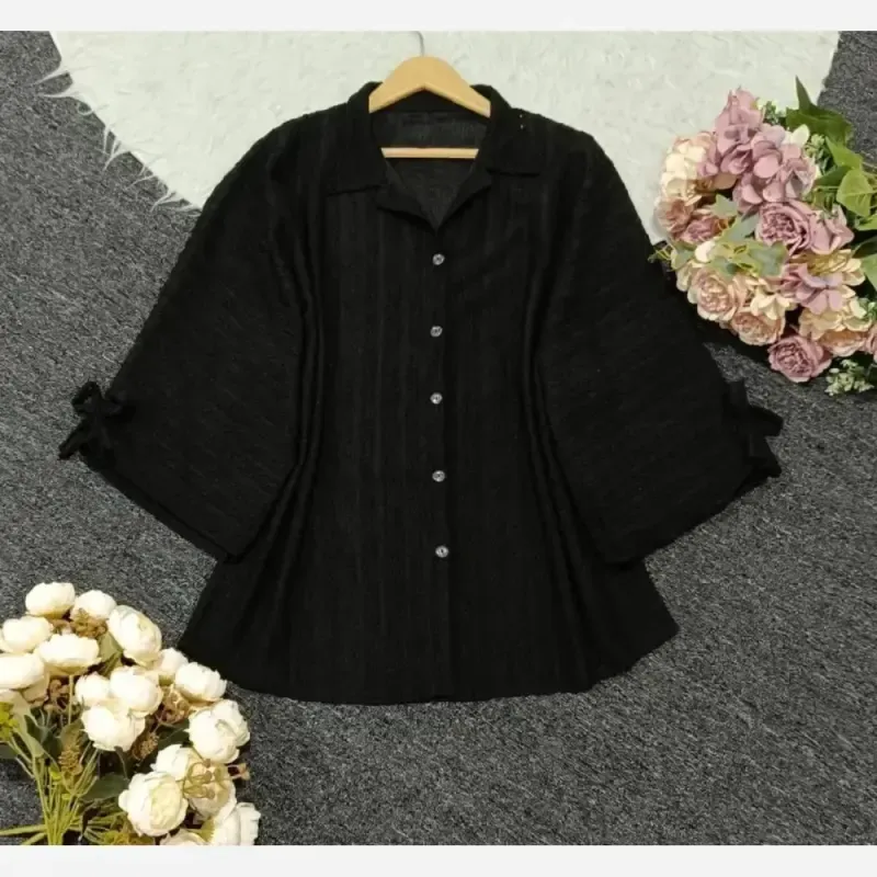 شومیز مانتویی عروسکی 326 با جنس مراکشی درجه یک و سایز فری (38-50) در رنگهای مشکی، نسکافهای، یشمی و استخونی