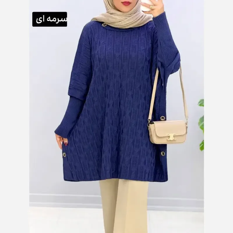 مانتو پانچ بافت ترنج فری سایز مناسب سایز 40 تا 54